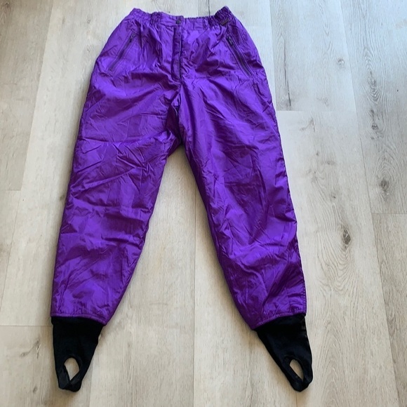 Vintage Edelweiss Purple Ski Snow Pants high waist shimmer retro size 14 women’s - Picture 2 of 15